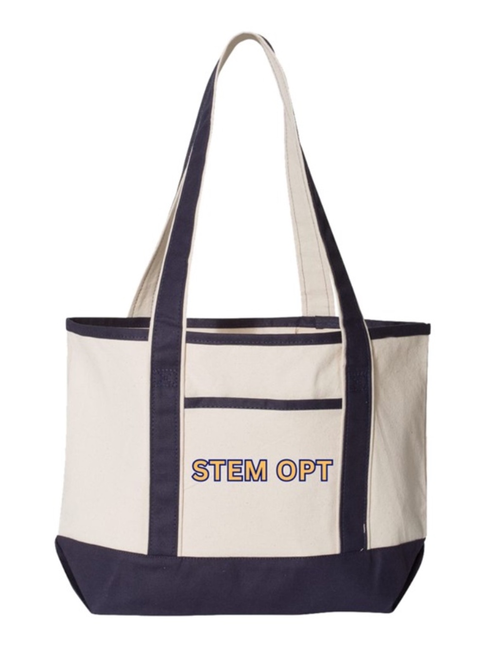 College Canvas Tote Bag | Natural/Navy